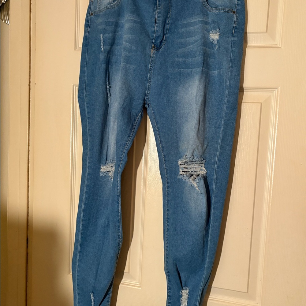 Women's Blue Distressed Jeans
